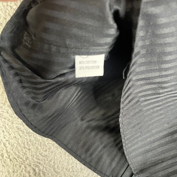 Coogi Classic Shirt Mens Large 16 32/33 Black Stripe Square Buttons Flip Cuff - Picture 9 of 13